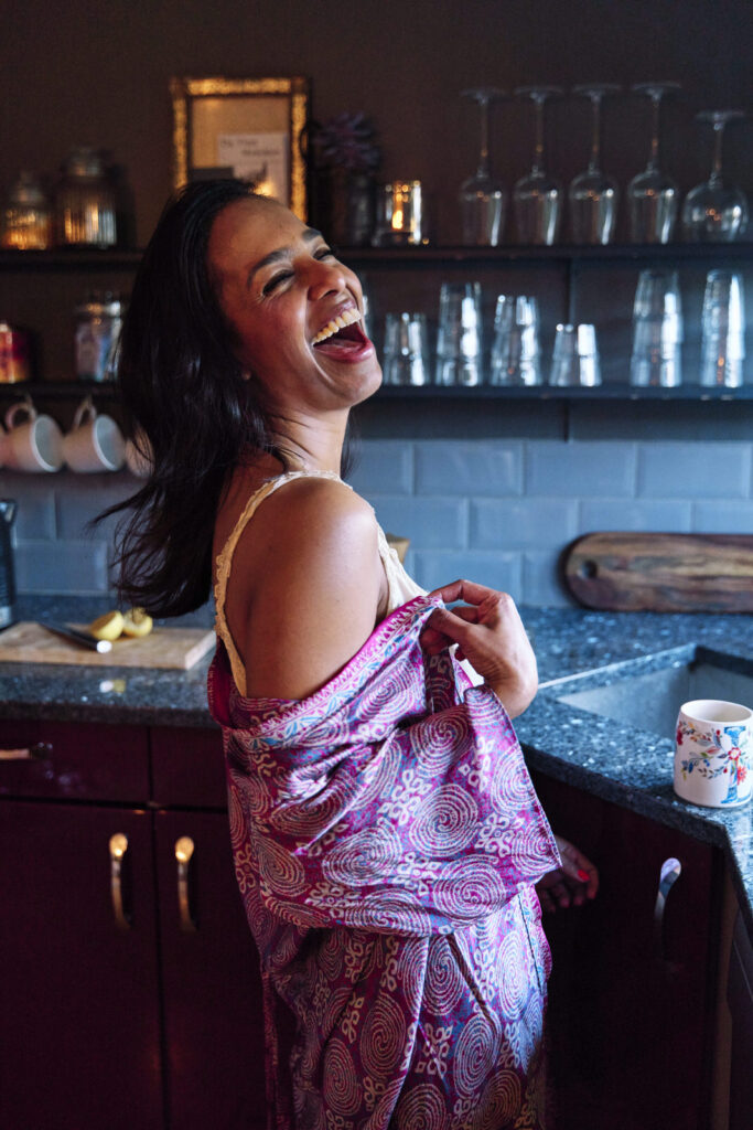 Brand image of a woman with a big laugh that shows her personality