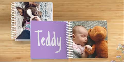 A baby board book with personal photos make a great holiday gift for small children. 