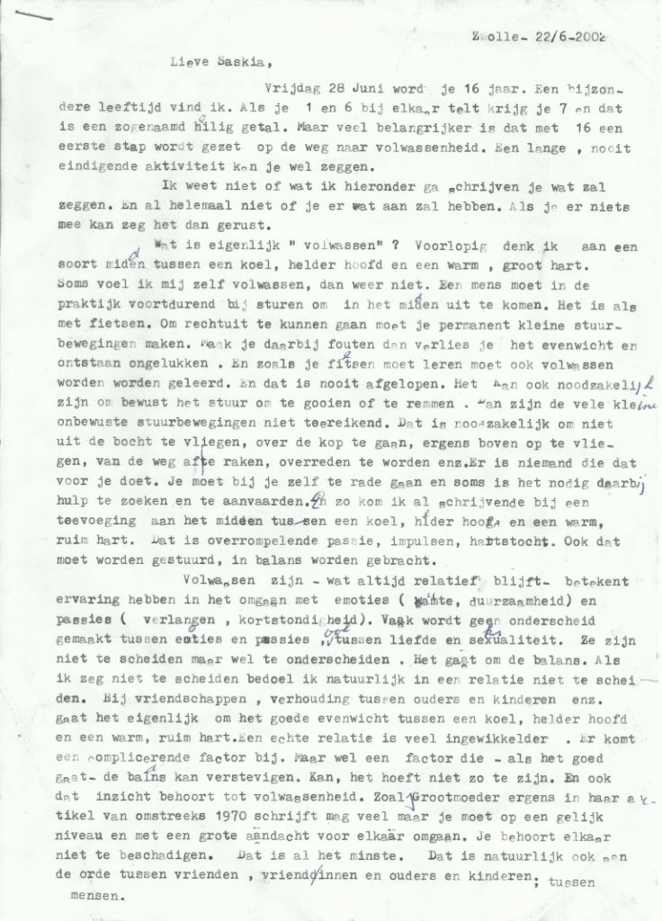 Scanned handwritten letter from my grandfather comparing life to a bike ride, a treasured family keepsake included in this generational photo collection.